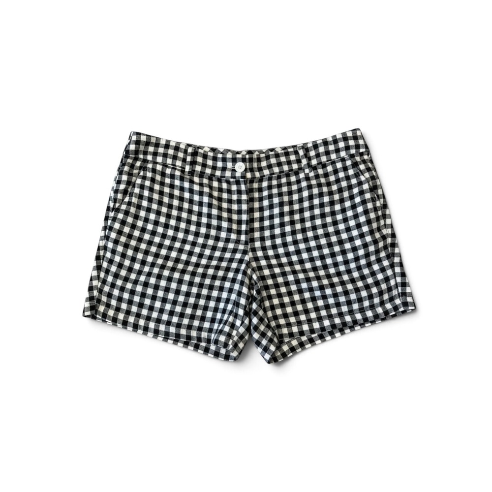 LOFT Outlet Black White Gingham Checkered Linen Blend Shorts Womens Size 10